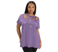 Yours Curve Embroidered Heart Slash Detail Top - Women's - Plus Size Curve
