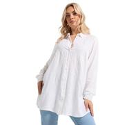 Yours Curve Embroidered Placket Shirt - Women's - Plus Size Curve White