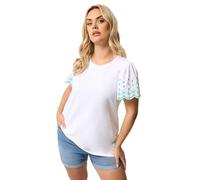 Yours Curve & Green Embroidered Sleeve T-Shirt - Women's - Plus Size Curve