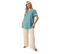 Yours Curve Embroidered Sleeve T-Shirt - Women's - Plus Size Curve
