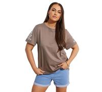 Embroidered Sleeve T-Shirt Yours Brown 26-28