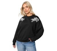 Yours Women's Embroidered Crew Neck Sweatshirt in Black | Size: 20 Yours Black 20