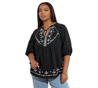 Yours Curve Embroidered Tie Neck Blouse - Women's - Plus Size Curve