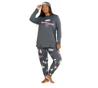 Yours Curve 'Espresso Yourself' Soft Touch Pyjama & Eye Mask Set - Women's - Plus Size Curve Grey