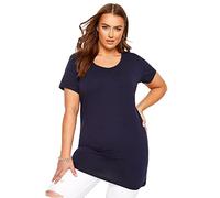 Yours Curve Essential Cotton Longline Soft Stretch Short Sleeve Scoop Neck Tee T-Shirt - Women's - Plus Size