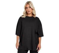 Yours Curve Essential Cotton Oversized Boxy Soft Stretch Short Sleeve Scoop Neck Tee T-Shirt - Women's - Plus Size Black 30-32
