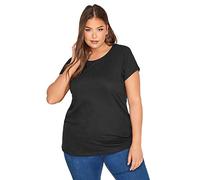 Yours Curve Essential Cotton Soft Stretch Short Sleeve Scoop Neck Tee T-Shirt - Women's - Plus Size Black 22-24