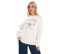 Yours Curve 'Etoile' Slogan Sweatshirt - Women's - Plus Size Curve Cream