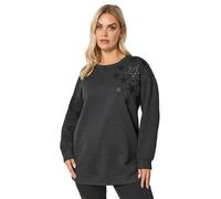 Yours Women's Eyelet Star Detail Sweatshirt in Grey | Size: 20 Yours Grey 20