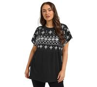 Yours Curve Fairisle Glitter Embellished Novelty Christmas T-Shirt - Women's - Plus Size Curve Black