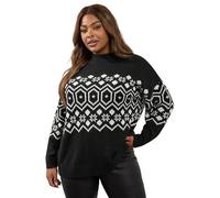 Yours Women's Fairisle Knitted Jumper in Black | Size: 18-20 Yours Black 18-20