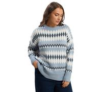 Yours Curve Fairisle Knitted Jumper - Women's - Plus Size Curve Blue