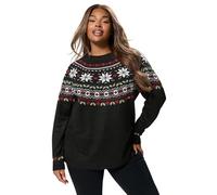 Yours Curve Fairisle Long Sleeve Knitted Jumper - Women's - Plus Size Curve Black