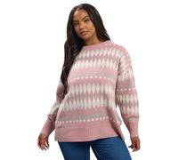 Yours Curve Fairisle Metallic Jumper - Women's - Plus Size Curve Pink