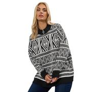 Yours Curve Fairisle Quarter Zip Jumper - Women's - Plus Size Curve Black