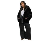 Yours Curve Faux Fur Hooded Jacket - Women's - Plus Size Curve Black
