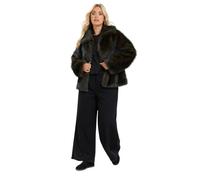 Yours Women's Faux Fur Tipped Coat in Brown | Size: 22-24 Yours Brown 22-24