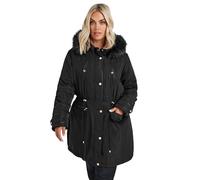 Faux Fur Trim Parka Jacket Yours Black 22-24