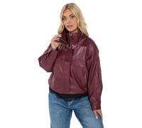 Yours Women's Faux Leather Funnel Neck Jacket in Dark Red | Size: 26-28 Yours Dark Red 26-28