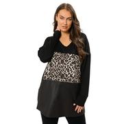 Yours Curve Faux Leather Leopard Block Jumper - Women's - Plus Size Curve Black