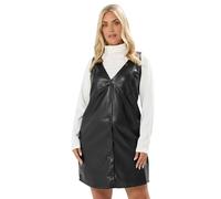 Yours Curve Faux Leather Pinafore Dress - Women's - Plus Size Curve Black