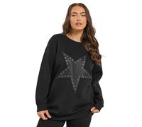 Yours Women's Faux Leather Star Eyelet Sweatshirt in Black | Size: 22-24 Yours Black 22-24