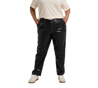 Yours Curve Faux Leather Straight Leg Trousers - Women's - Plus Size Curve Black