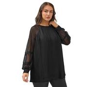 Yours Curve Faux Leather Trim Blouse - Women's - Plus Size Curve Black