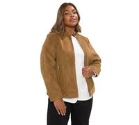 Yours Curve Faux Suede Jacket - Women's - Plus Size Curve Brown