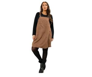 Yours Curve Faux Suede Pinafore Dress - Women's - Plus Size Curve Brown