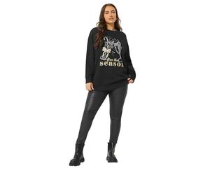 Yours Curve 'Fizz The Season' Glitter Christmas Novelty Sweatshirt - Women's - Plus Size Curve Black