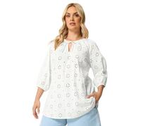 Yours Curve Floral Broderie Anglaise Top - Women's - Plus Size Curve White