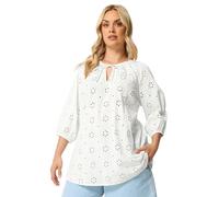 Yours Women's Floral Broderie Anglaise Top in White | Size: 22-24 Yours White 22-24