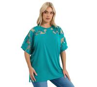 Yours Curve Blue Floral Burnout Boxy T-Shirt - Women's - Plus Size Curve