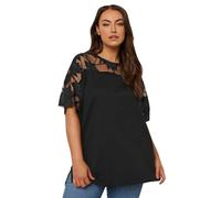 Yours Curve Floral Burnout Boxy T-Shirt - Women's - Plus Size Curve Black