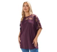 Yours Curve Floral Burnout Boxy T-Shirt - Women's - Plus Size Curve Purple