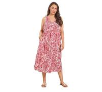 Yours Curve Floral Button Through Sundress - Women's - Plus Size Curve Red