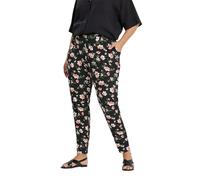 Yours Curve Floral Double Pleat Harem Trousers - Women's - Plus Size Curve Black