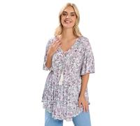 Yours Curve Floral Embellished Tie Neck Top - Women's - Plus Size Curve