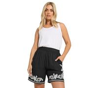 Yours Curve Floral Embroidered Shorts - Women's - Plus Size Curve Black