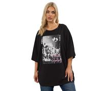 Yours Curve 'Floral Feeling' Oversized T-Shirt - Women's - Plus Size Curve Black