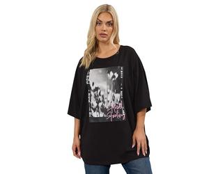 Yours Curve 'Floral Feeling' Oversized T-Shirt - Women's - Plus Size Curve Black
