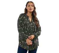 Yours Curve Floral Frill Neck Blouse - Women's - Plus Size Curve Green