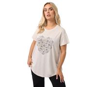 Yours Curve Floral Heart Embroidered T-Shirt - Women's - Plus Size Curve Cream