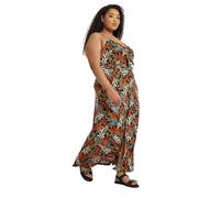 Yours Curve Floral Leaf Print Maxi Dress - Women's - Plus Size Curve Black