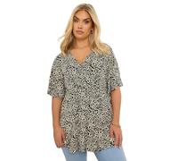 Yours Curve Floral Leaf Print Wrap Top - Women's - Plus Size Curve Black