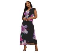 Yours Curve Floral Mesh Midaxi Dress - Women's - Plus Size Curve Black