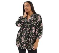 Yours Curve Floral Notch Neck Blouse - Women's - Plus Size Curve