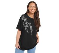Yours Curve Floral Oversized Sequin Top - Women's - Plus Size Curve Black