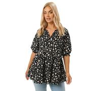 Yours Curve Floral Paisley Print Tiered Top - Women's - Plus Size Curve Black